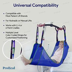 ProHeal Universal Full Body Mesh Lift Sling with Commode Opening, X Large, 60\" L x 43\" - Polyester Slings for Patient Lifts - Compatible with Hoyer, Invacare, McKesson, Drive, Lumex, Medline, Joerns