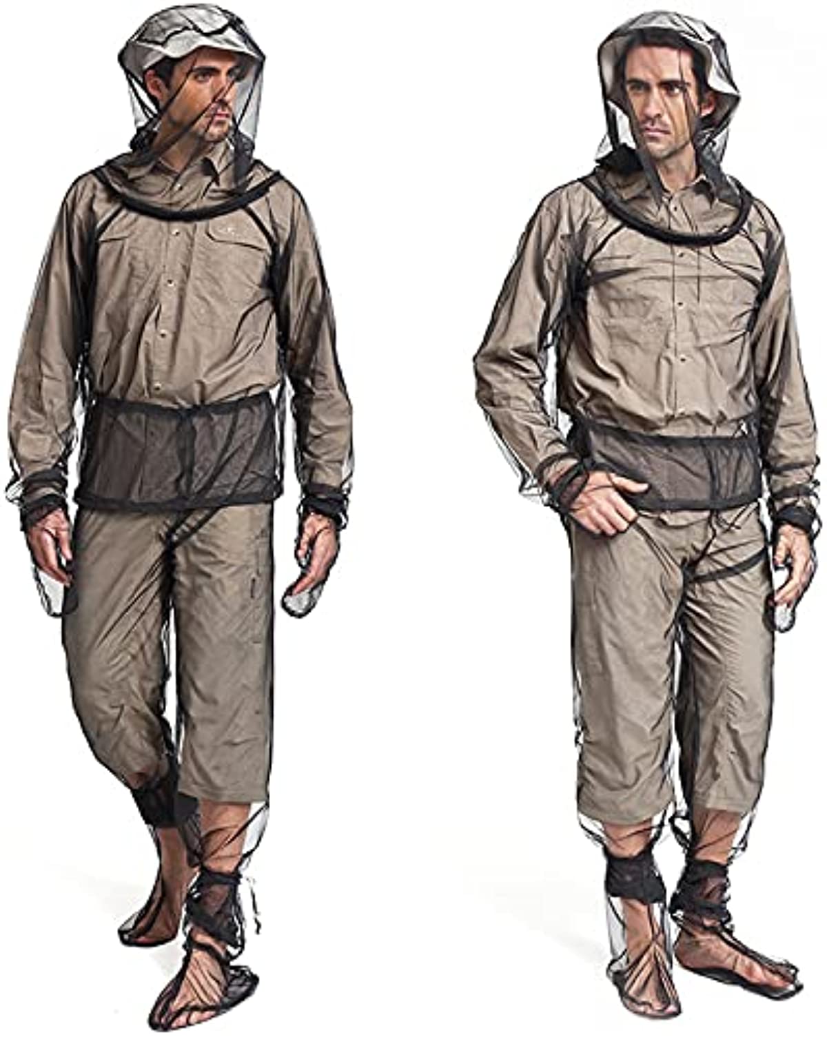 Sofiey 4 Pieces Mosquito Net Suit– Jacket Hood& Pants& Mitts& Socks Sets, Light-Weight& Breathable Mesh Clothing for Men& Women, Ideal for Fishing, Hiking, Camping, Farming and Gardening (S/M)
