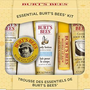 Burt\'s Bees Gift Set, 5 Essential Prodcuts, Deep Cleansing Cream, Hand Salve, Body Lotion, Foot Cream & Lip Balm, Travel Size