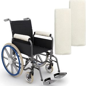 empwrus Wheelchair Armrest Pads for Sore Relief - Comfortable Self-Adhesive Foam Cushion Padding Long-Lasting Use Padded Arm Rest Covers Suitable Wheelchairs & Crutches (Cream)