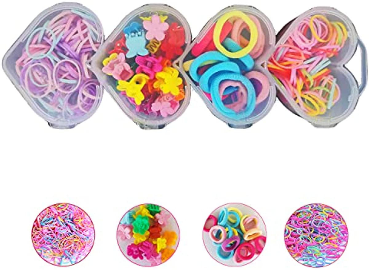 Baby Hair Ties Combination, Multicolor Cotton Toddler Hair Ties for Girls and Kids , Strong Stretchy No Damage Hair Scrunchies (Hair Ties + Hair Clip)