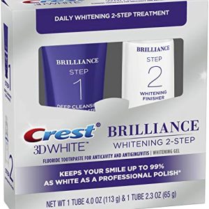 Crest 3D White Brilliance 2 Step Kit, Deep Clean Toothpaste (4oz) + Teeth Whitening Gel (2.3oz)