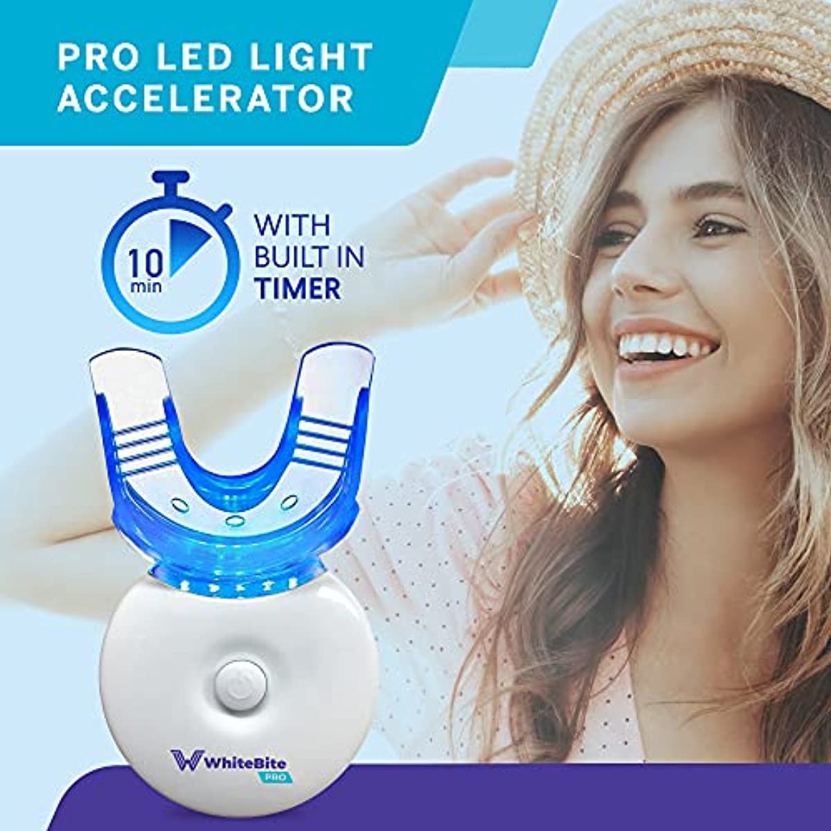 Whitebite Pro Teeth Whitening Kit with LED Light for Sensitive Teeth, Tooth Whitening System with 35{6759d95606d5803cfadd0253beece9061060cabe9c677495a71be97ab37f03a7} Carbamide Peroxide, (4)3ml Gel Syringes, (2)Remineralization Gel, and Mouth Tray, 7 Piece Set