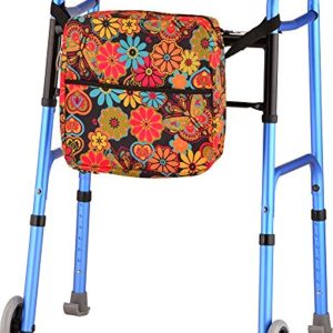 NOVA Universal Tote Bag for Folding Walker, Rollators, Wheelchairs and Scooters, Boho Blossoms