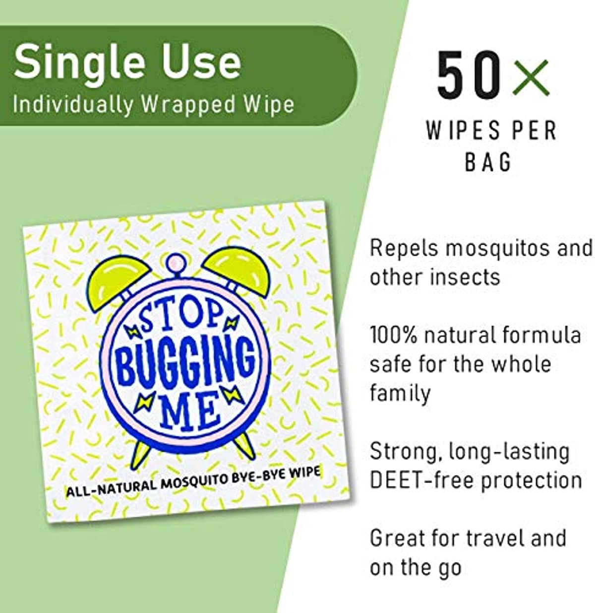 La Fresh Mosquito Repellent Wipes, Individually Wrapped - Natural, Deet Free, Long Lasting Repellent