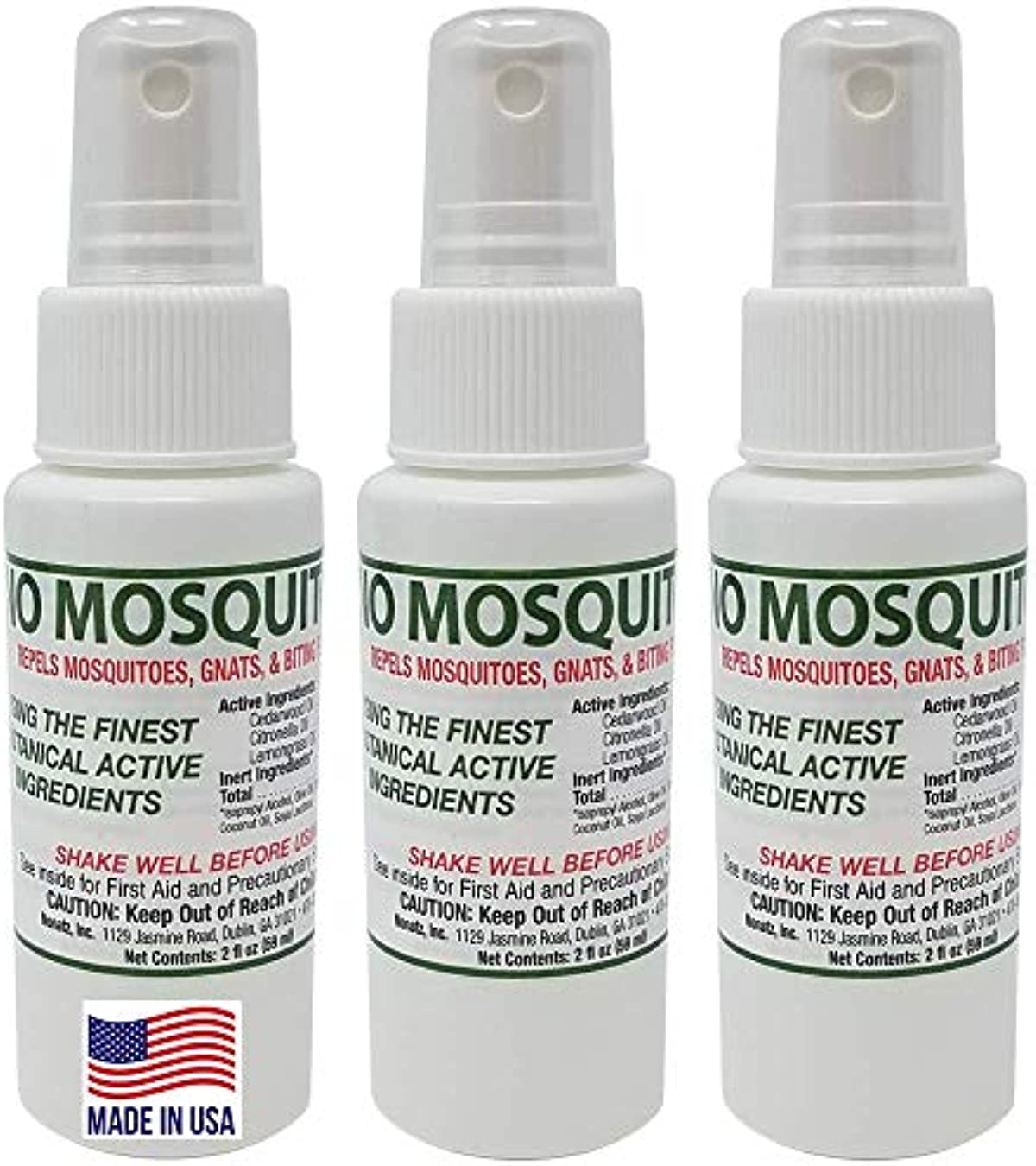 NO MOSQUITOZ | Botanical Bug Repellant | Effective for Gnat, Mosquito and Biting Flies | Hand-Crafted DEET-Free Hypoallergenic | Non-Greasy Formula | 2fl.oz - (Pack of 3)