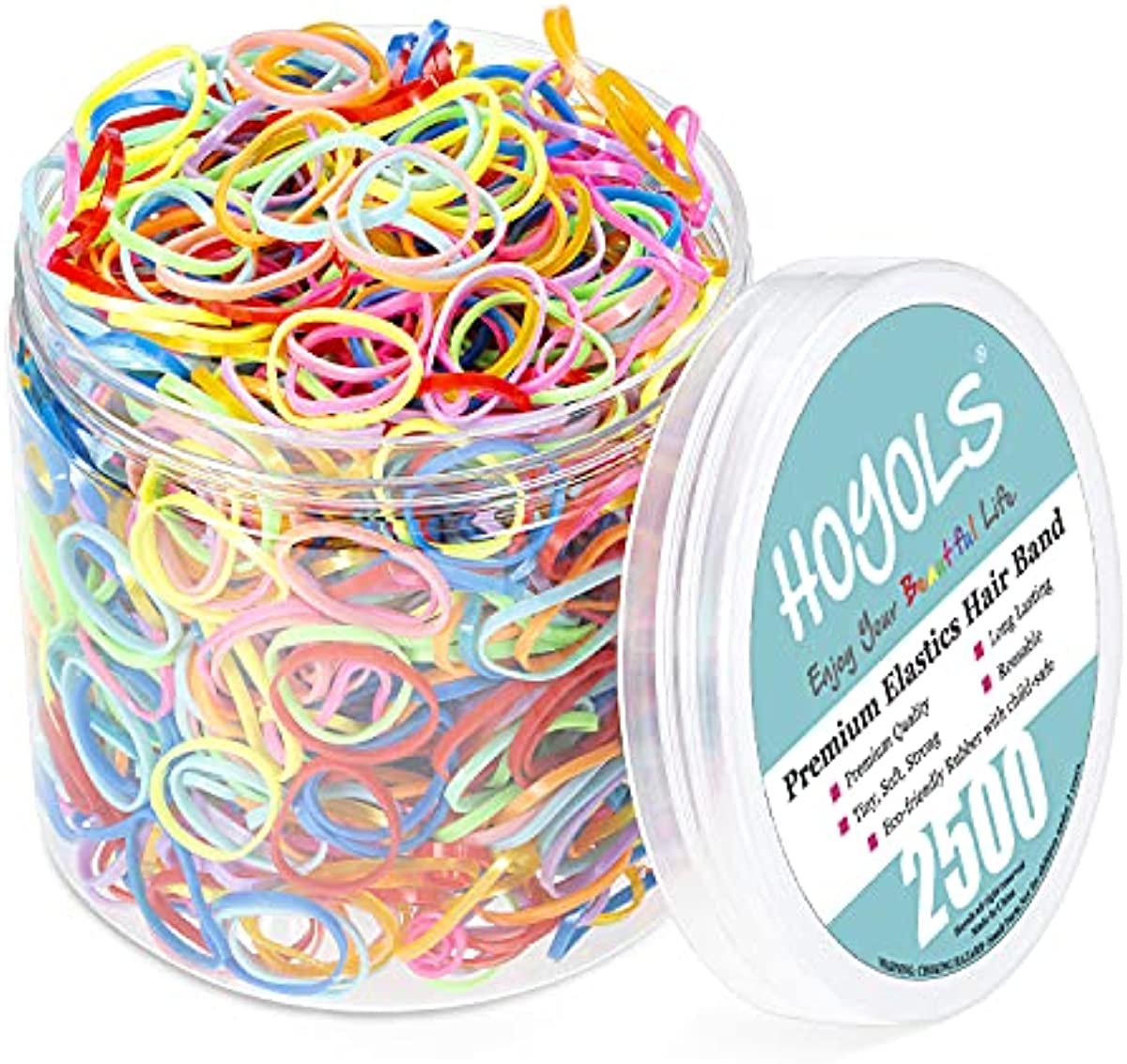 Mixed Color Elastic Hair Bands, 2500 Small Rubber Bands Braids for Girls Kids Women Non-Slip Tiny Soft Hair Ties Braiding Hair Accessories Value Pack Colorful Hoyols
