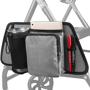 Rollator Side Wheelchair Bag,Walker Travel Tote Organizer Bag for Phone and Other Small Accessories, Free Your Hand Suit for Older and Seniors (Gray)