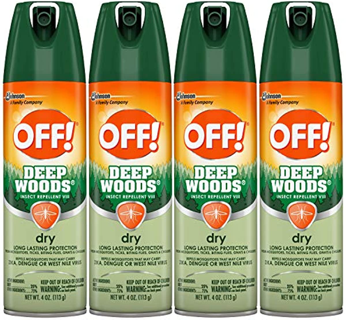 OFF! Deep Woods Insect Repellent Aerosol, Dry, Non-Greasy Formula, Bug Spray with Long Lasting Protection from Mosquitoes, 4 oz (Pack of 4)