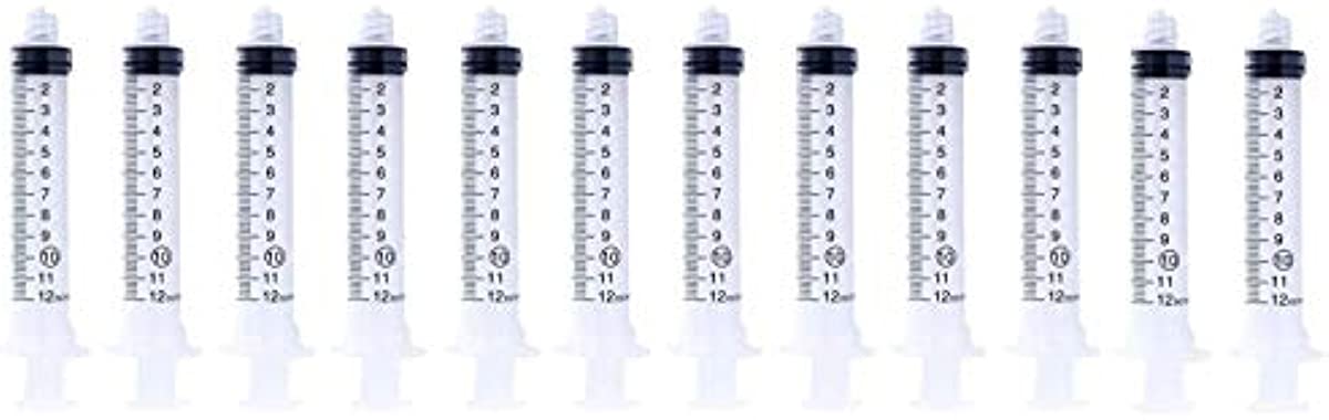 10ml Syringes Without Needle, 10cc Disposable Plastic Sterile Syringe with Luer Lock, Non-Sterile Oil Syringe, Glue Syringe, Epoxy Syringe, Ink Syringe, Lab Syringes (Pack of 12)