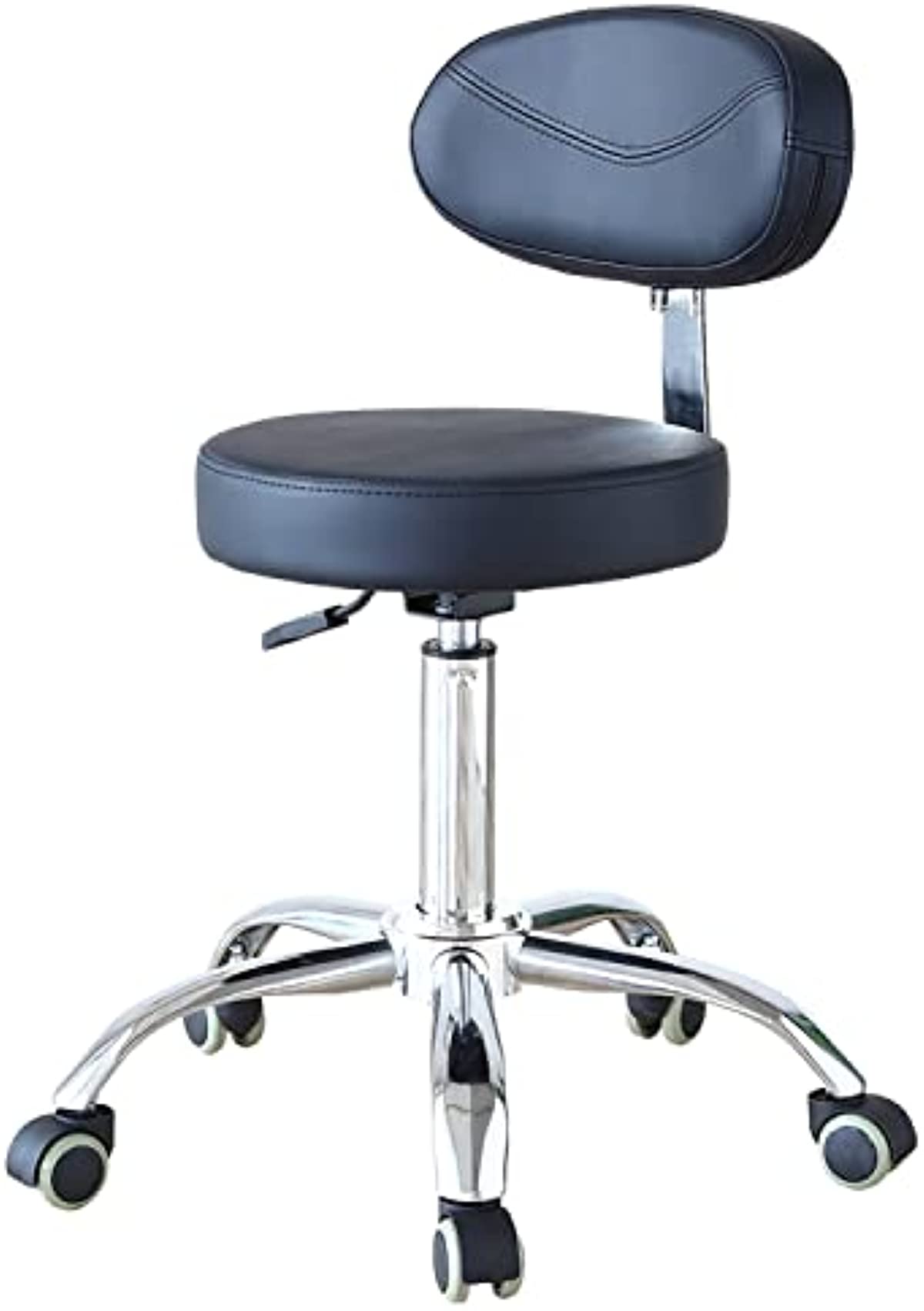 FOHGFNT Drafting Adjustable Rolling Swivel Stool Chair for Massage Facial Beauty Salon Spa Medical Dental Clinic Home Office with Backrest and Wheels,Black