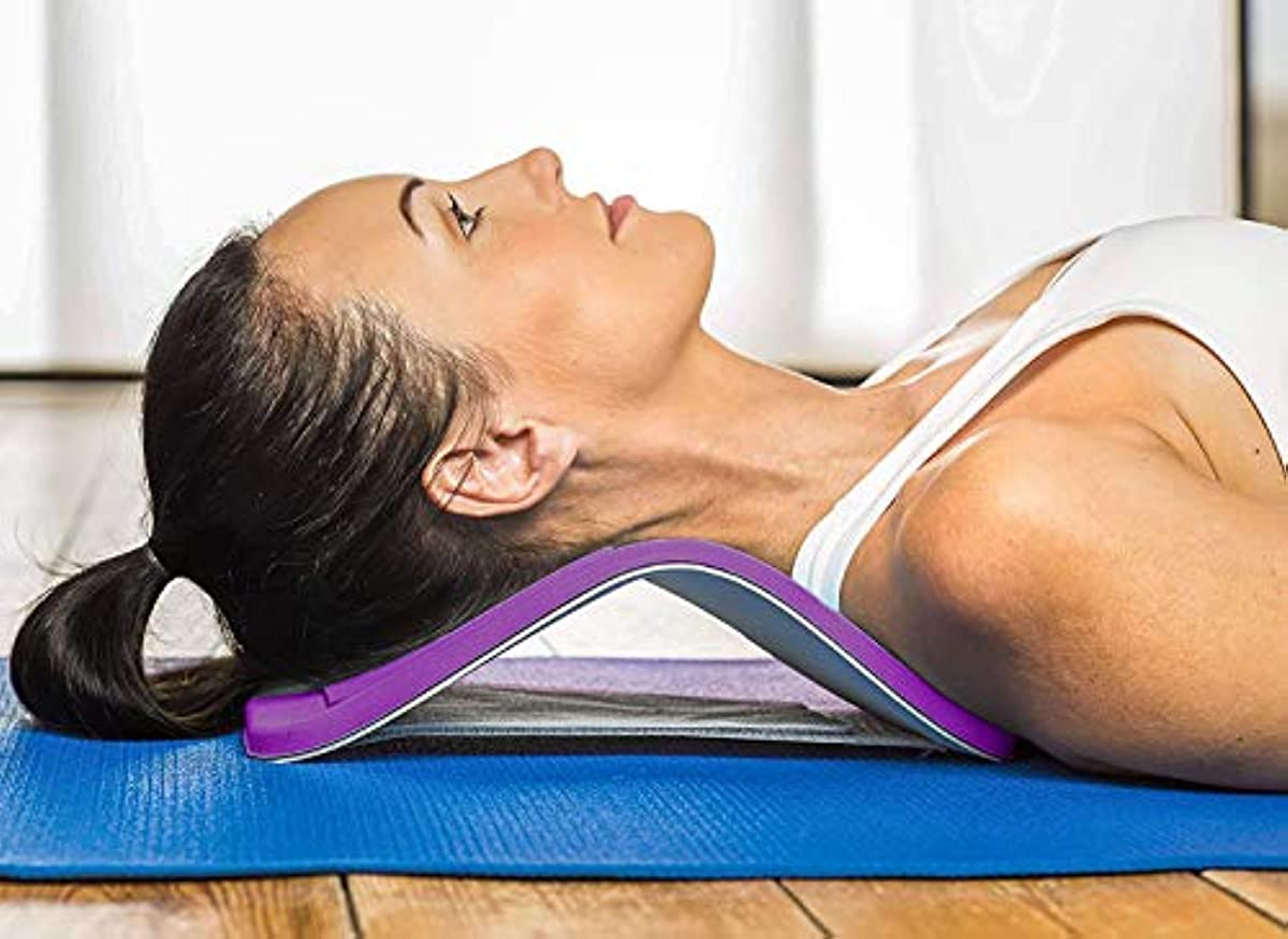 Yoga Stretch Board - Posture Therapy Support - Ergonomic Lumbar Support for Home, Office, Car & Travel - Relieve & Prevent Lower, Neck & Disc Pain (Purple)