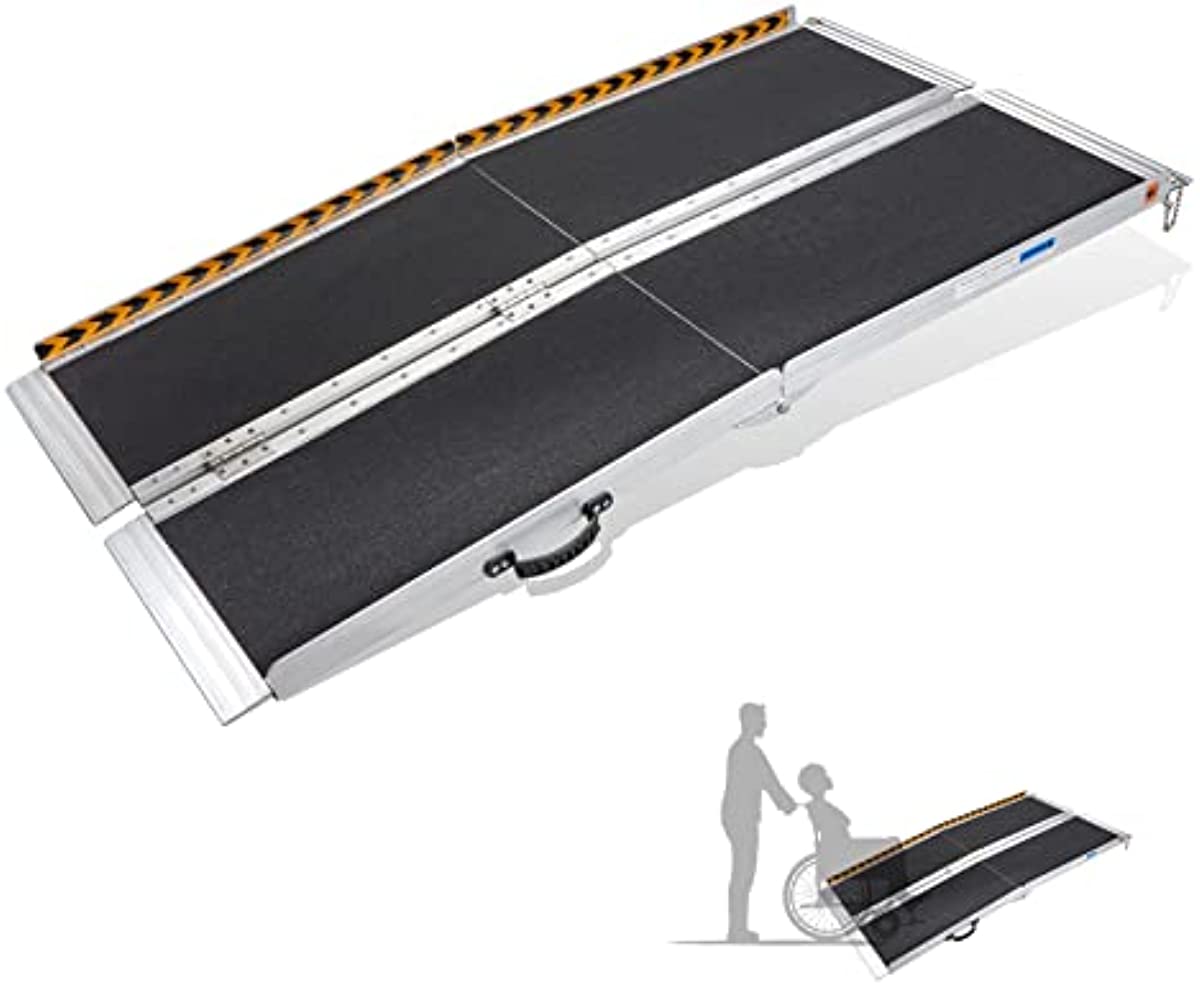 5FT Folding Wheelchair Ramp FACHNUO Slip-Resistant Widened 60\'\'Lx31.3\'\'W Aluminum Portable Mobility Scooter Ramps for Doorways, Steps, Stairs, Threshold Holds up to 600lbs