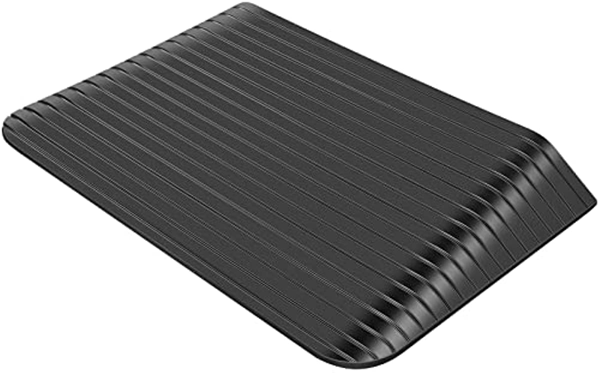 Curb Ramp 1.5\'\' Rise Solid Heavy Duty Rubber Threshold Ramp 20000LBS，Driveway Ramp for Wheelchair Scooter Doorway 43.3\" x 12.6\" x 1.5\"