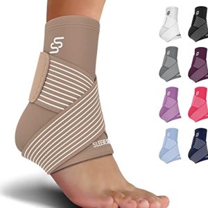 Sleeve Stars Ankle Brace for Plantar Fasciitis Relief, Ankle Wrap & Ankle Brace for Women & Men w/ Ankle Support Strap for Sprained Ankle & Heel Protectors Sleeve, Heel Brace for Heel Pain (Single/Beige)