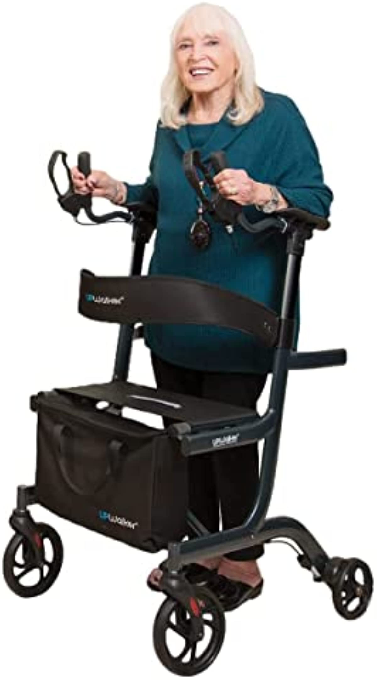 UPWalker Lite The Original Upright Walker – Fully Assembled ISO Certified Adjustable Stand-Up Rollator Walker with Seat, Armrest, Backrest for Seniors