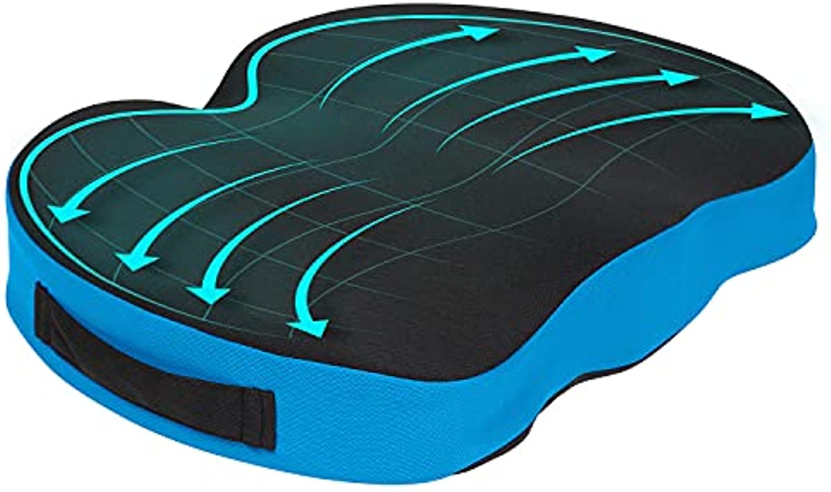 Vive Coccyx Seat Cushion - Orthopedic Foam for Office Chair, Car, Desk and Wheelchair - Tailbone and Lumbar Support Pad - Firm for Sciatica, Lower Back Pain Relief - Includes Soft Cover