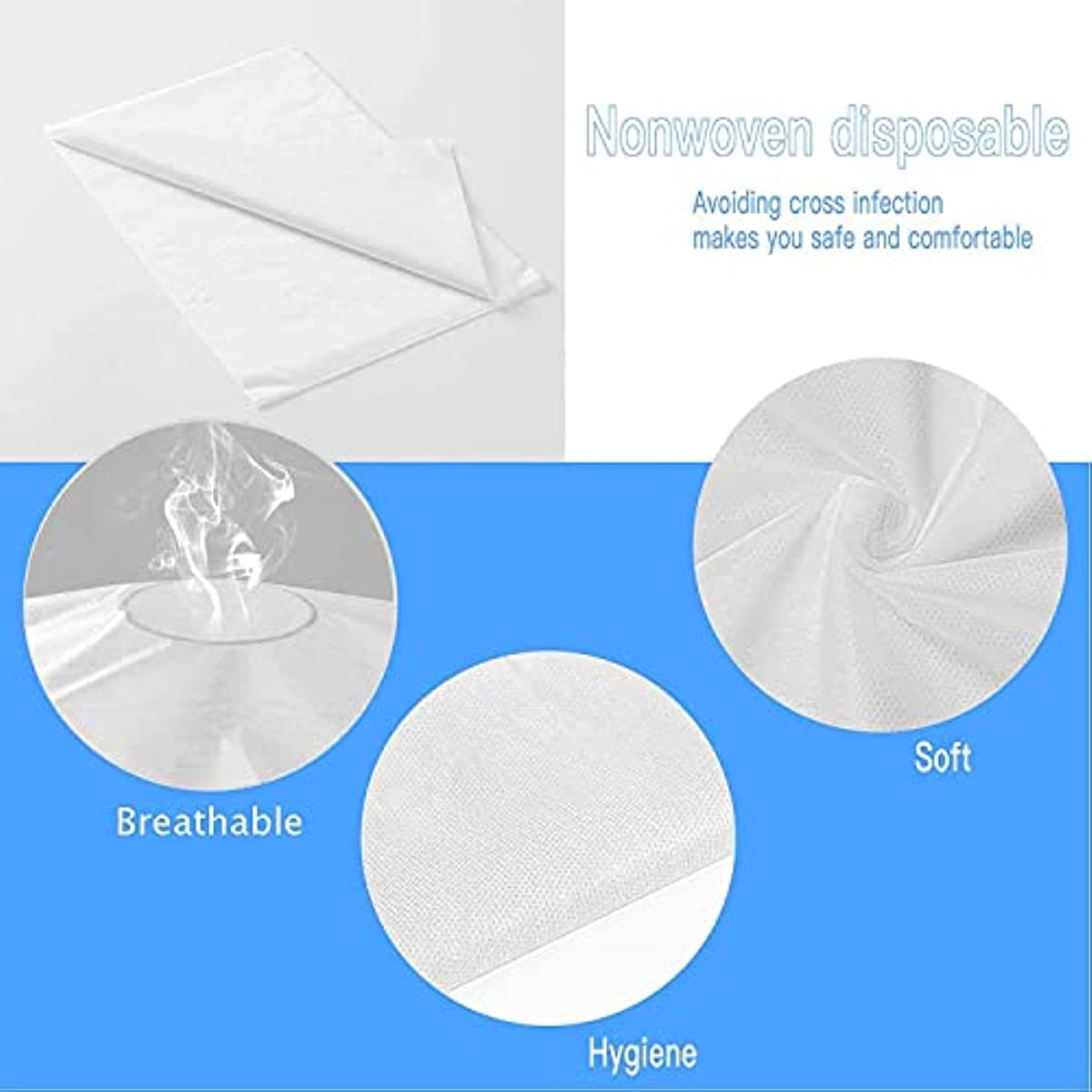 100 PCS Massage Table Sheets Disposable Non Woven SPA Bed Cover Breathable Polypropylene Fabric 31\" x 70\" Thin, Not Waterproof (White)