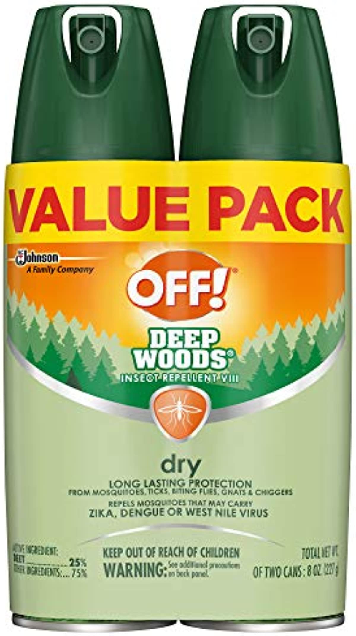 OFF! Deep Woods Insect Repellent Aerosol, Dry, Non-Greasy Formula, Bug Spray with Long Lasting Protection from Mosquitoes, 8 oz (Pack of 2)