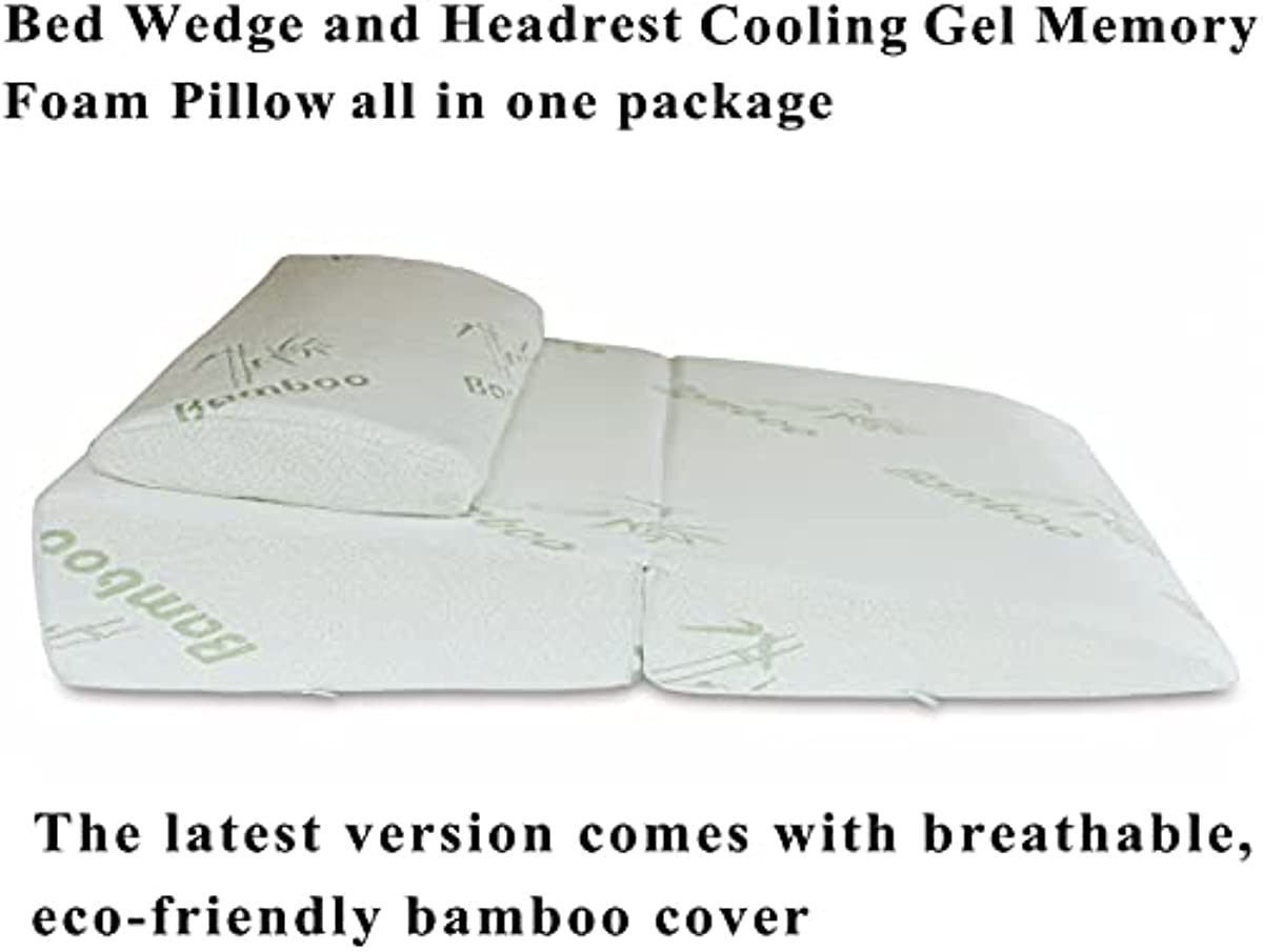 InteVision Memory Foam Foldable Bed Wedge with Headrest Pillow System (32\" x 25\" x 6.5\") - Carrying case Included