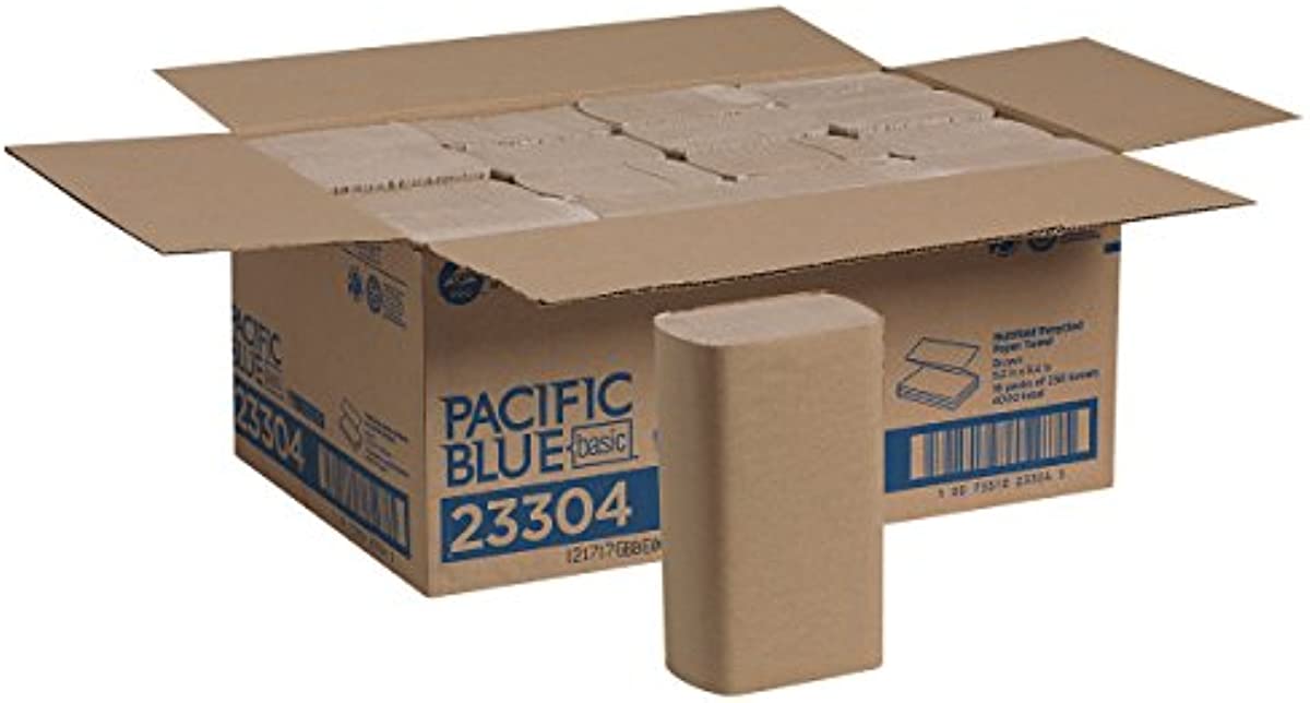 Pacific Blue Basic Recycled Multifold Paper Towels (Previously Branded Envision) by GP PRO (Georgia-Pacific), Brown, 23304, 250 Towels Per Pack, 16 Packs Per Case