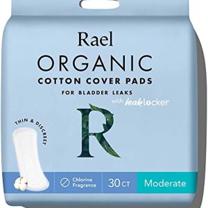 Rael Organic Incontinence Pads Moderate Organic Bladder Control and Postpartum Pads, 4 Layer Core with Leak Guard Technology, Postpartum (30 Count)