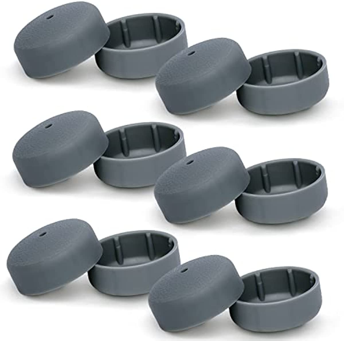 Bundle: 6 Pairs Deluxe TuffCaps Walker Glide Covers for Use with Rubber Tips (Sold Separately) (Gray)