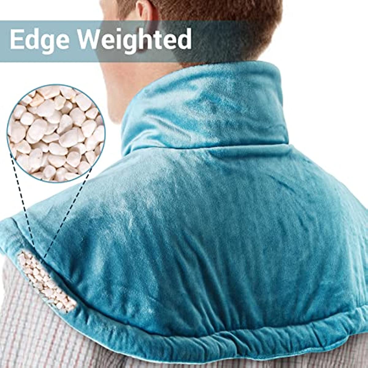 Weighted Heating Pad for Neck and Shoulders Pain Relief, 2lb Electric Heating Pad with Auto- Off - 20\'\' x 25\'\', Blue