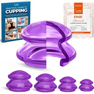 Lure Cupping Edge Therapy Sets - Professional Silicone Cupping Set (Flex) for Muscle and Joint Pain Relief, Cellulite and More (Set of 4, Purple)