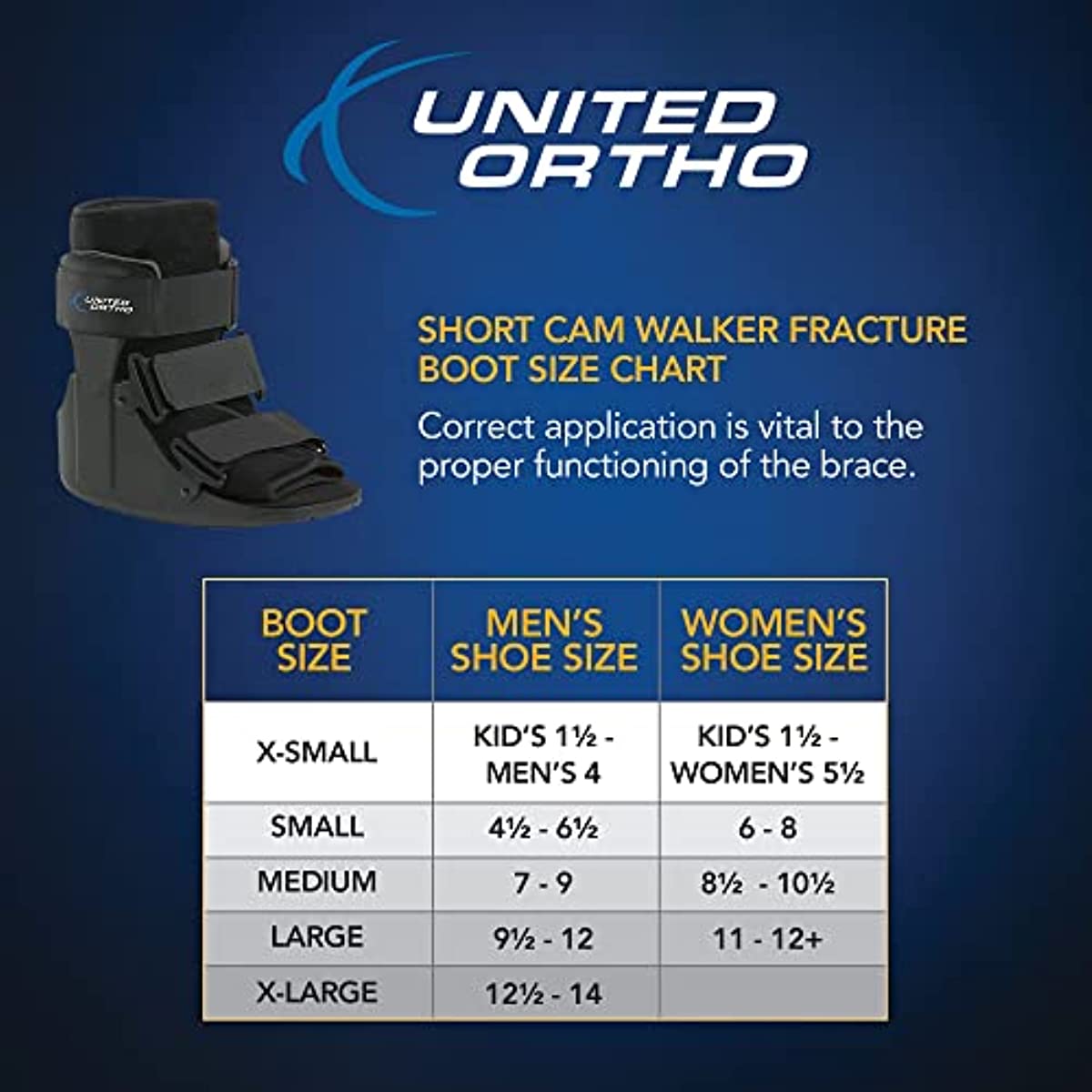 United Ortho Short Cam Walker Fracture Boot, Medium, Black,USA14015
