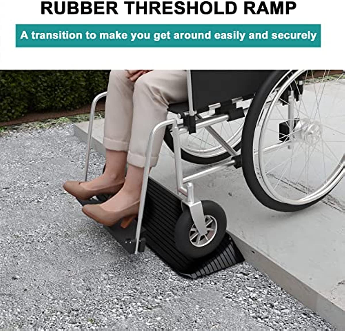 MEETWARM Threshold Ramps for Doorways Heavy Duty Wheelchair Ramps - 1.5\" Rise Non-Skid Solid Rubber Scooter Threshold Ramp, 1 Pack