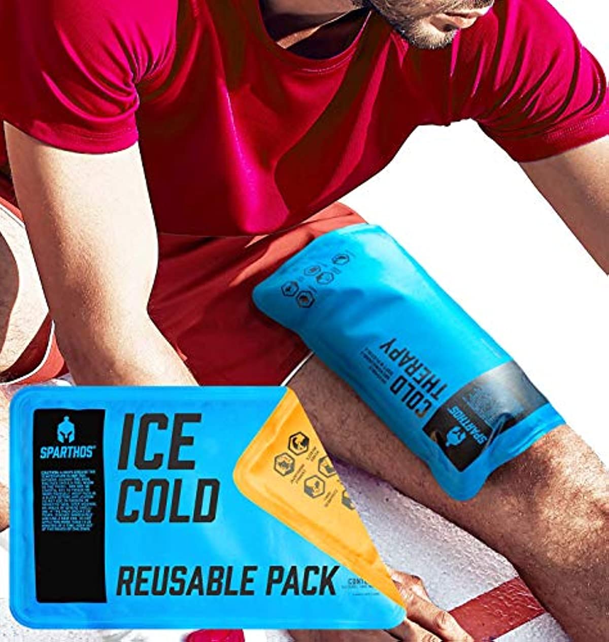 Sparthos Ice Packs for Injuries - Reusable Soft Gel Hot Cold Icepack - Medical First Aid Pain Relief - Flexible Pack - Instant Icing Compress Therapy - Fits Knee, Shoulder, Elbow (Medium, Pack of 1)