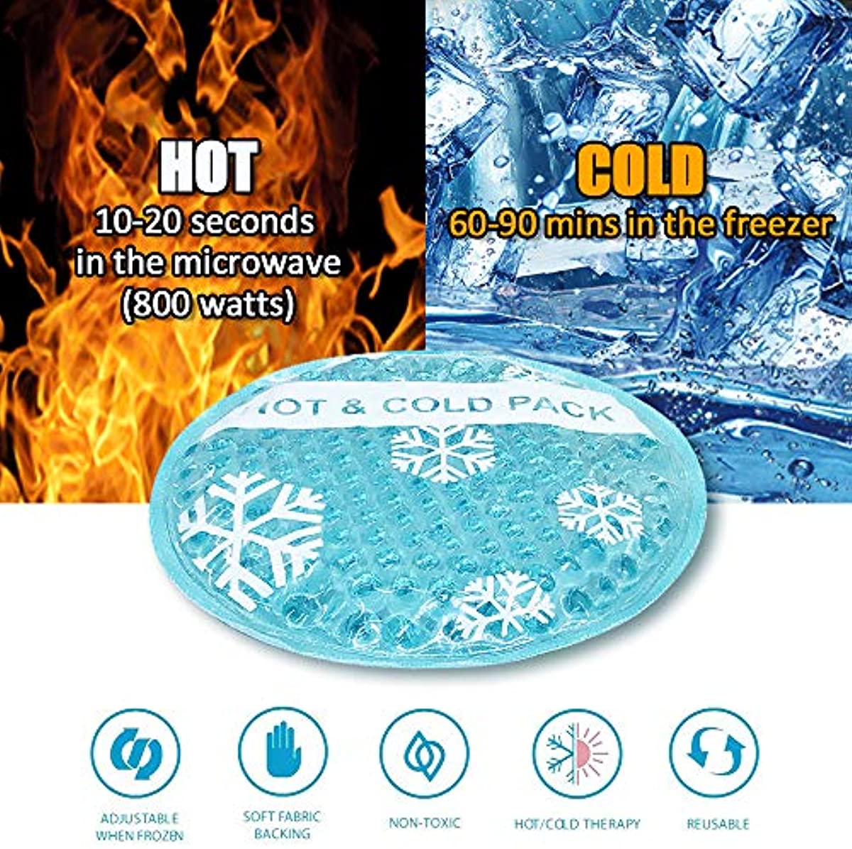 Small Hot Cold 6 Packs, Reusable Round Gel Beads Ice Pack with Cloth Backing, Hot and Cold Therapy for Breastfeed Injury, Kids Pain Relief, Headache, Tired Eyes, Wisdom Teeth, Sinus Relief