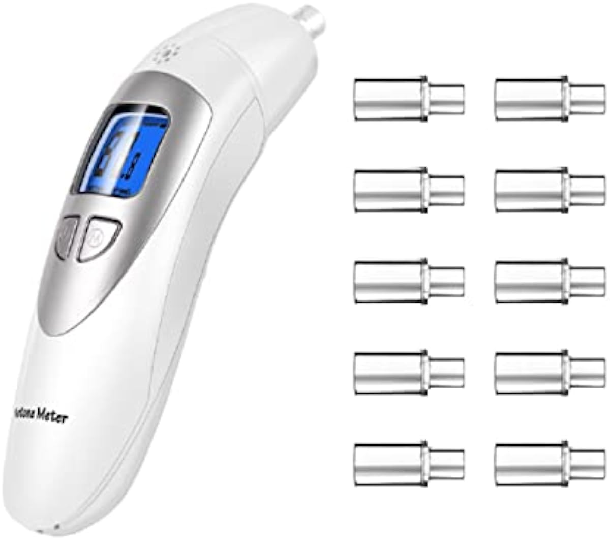 Ketosis Breath Analyzer, Digital Ketone Breathalyzer, Ketosis Testing Kit with 10pc Mouthpieces (White-1)