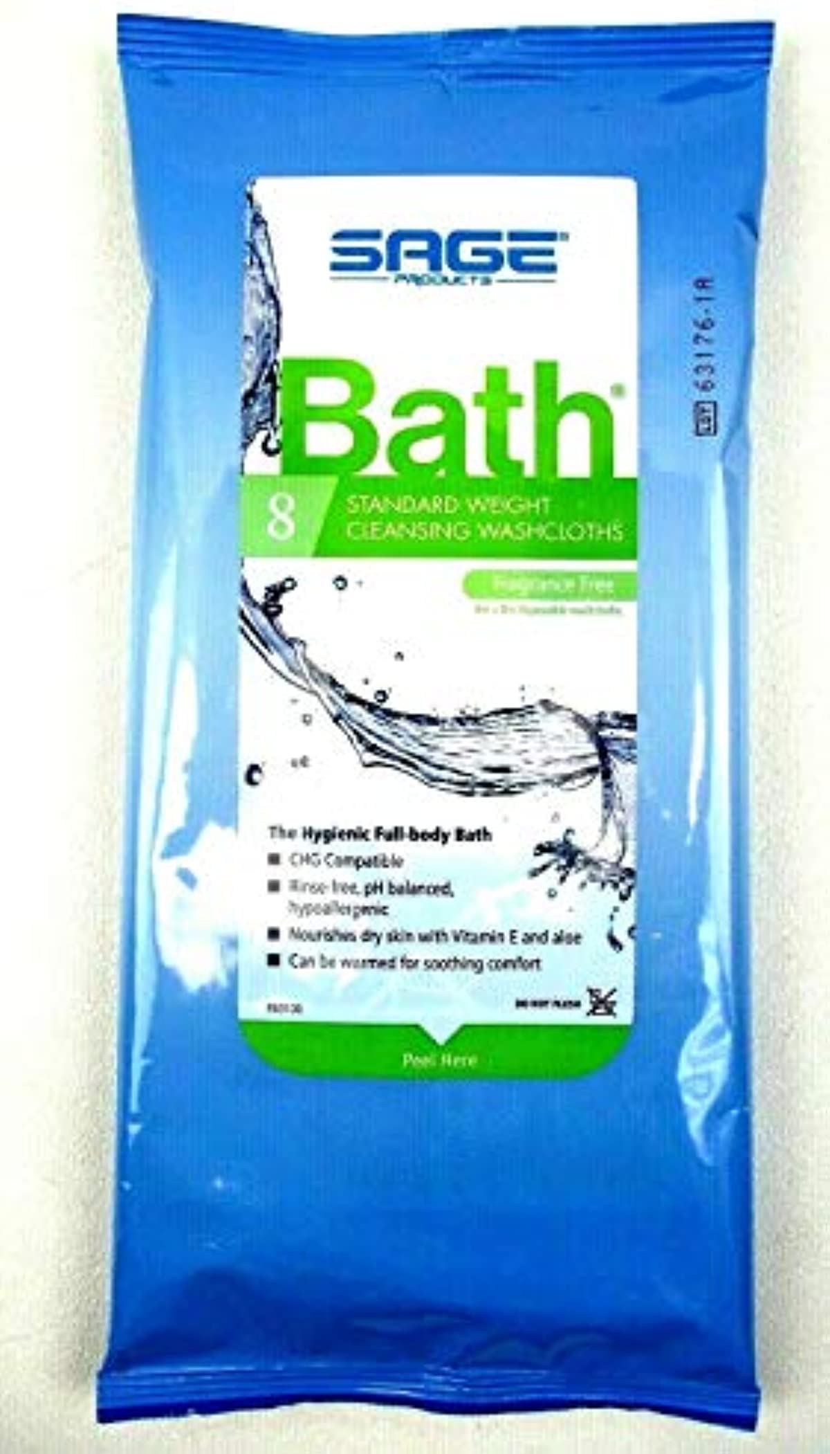 Sage Bath 7989 Pack of 8 Cleansing Washcloths Fragrance & Rinse Free Standard Weight
