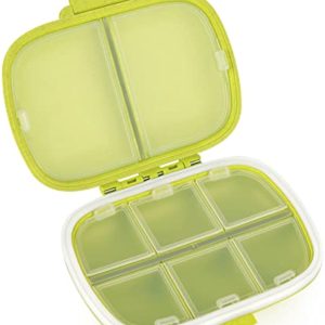 Travel Pill Organizer 8 Compartments Portable Pill Box Medicine Organizer Small Daily Pill Case Medicine Vitamin Container for Pocket Purse (Green)