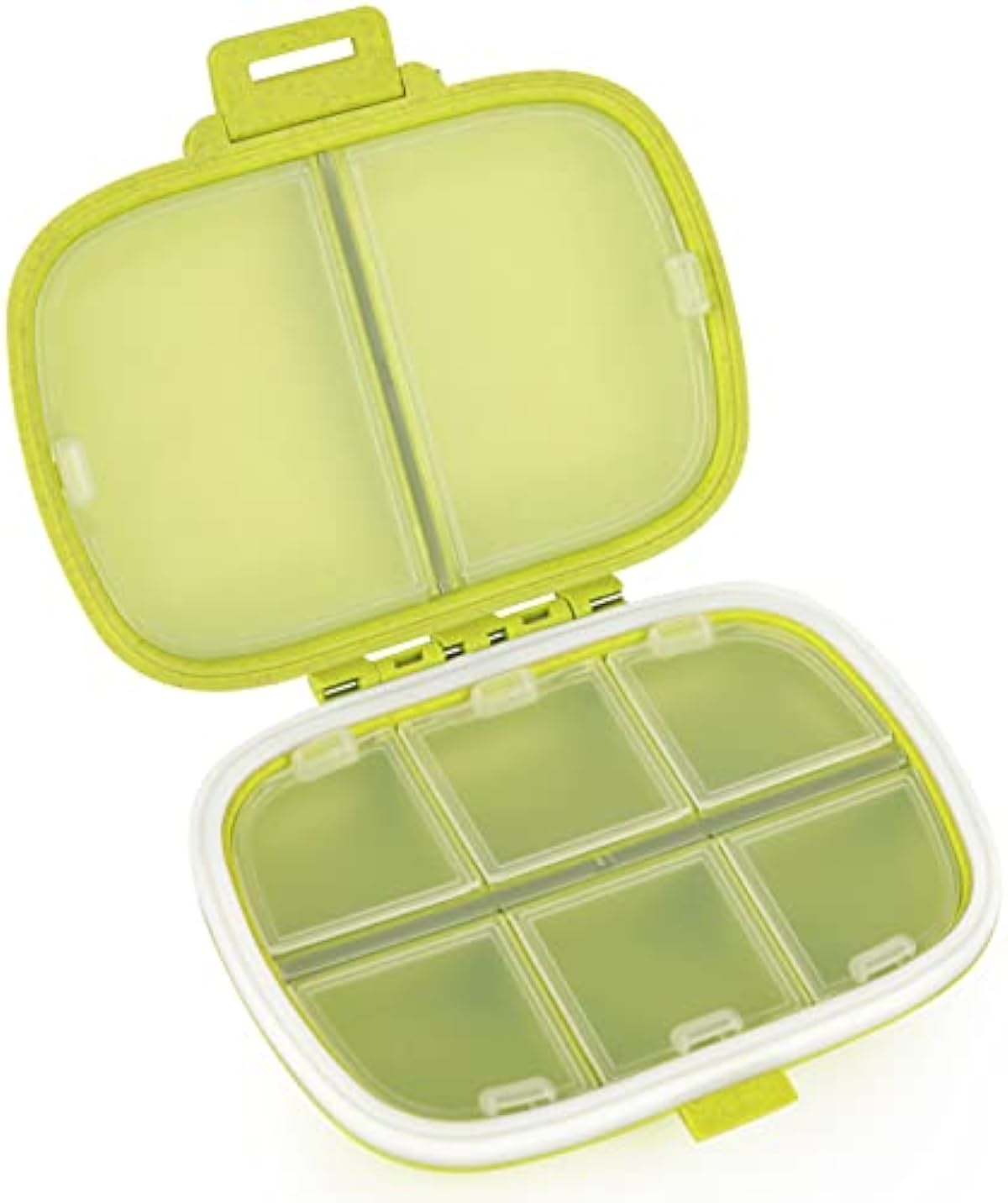 Travel Pill Organizer 8 Compartments Portable Pill Box Medicine Organizer Small Daily Pill Case Medicine Vitamin Container for Pocket Purse (Green)