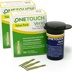 OneTouch Verio Test Strips for Diabetes Value Pack - Diabetic Test Strips for Blood Sugar Monitor | at Home Self Glucose Testing | 2 Packs, 30 Test Strips Per Pack