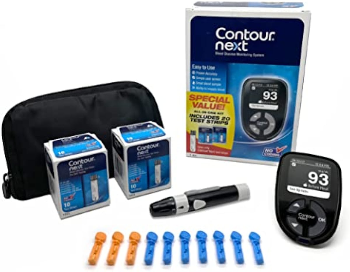 The Contour Next Blood Glucose Monitoring System All-in-One Kit for Diabetes