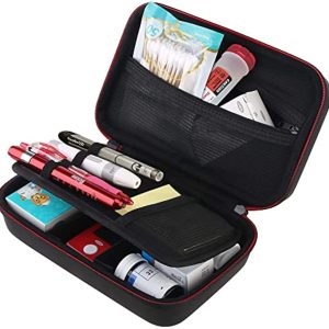 BOVKE Travel Case for Diabetic Supplies, Storage Case for Insulin Pens, Glucose Meters, Test Strips, Medication, Lancets, Syringe, Pen Needles and Other Diabetic Testing Accessories, Black