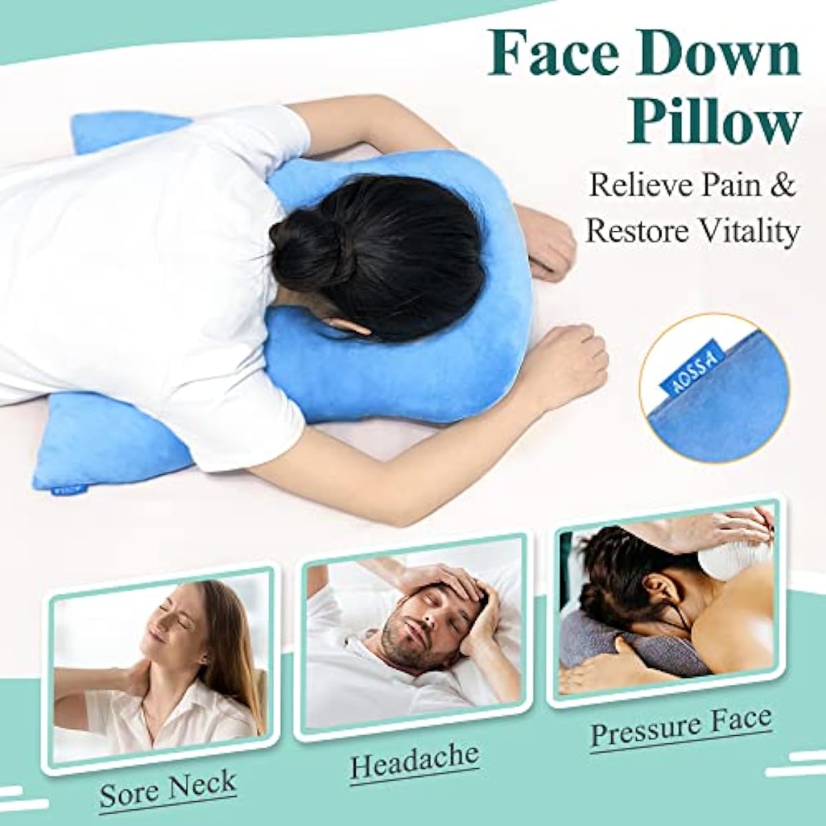 Face Down Pillow After Eye Surgery Stomach Sleeping Prone Cushion Vitrectomy Retina Surgery Recovery Equipment Massage Pillow Face Down Support with Head Hole