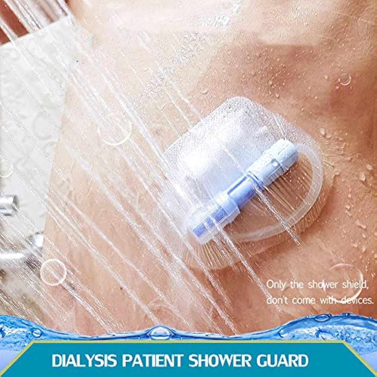 Waterproof Stretch Adhesive Bandage PD Dialysis Catheter Shower Cover Wound Shields for Picc Line Chest Peritoneal Chemo Port Transparent Film Bathing Water Barrier Protector, 6\"x6\"(Pack of 50)