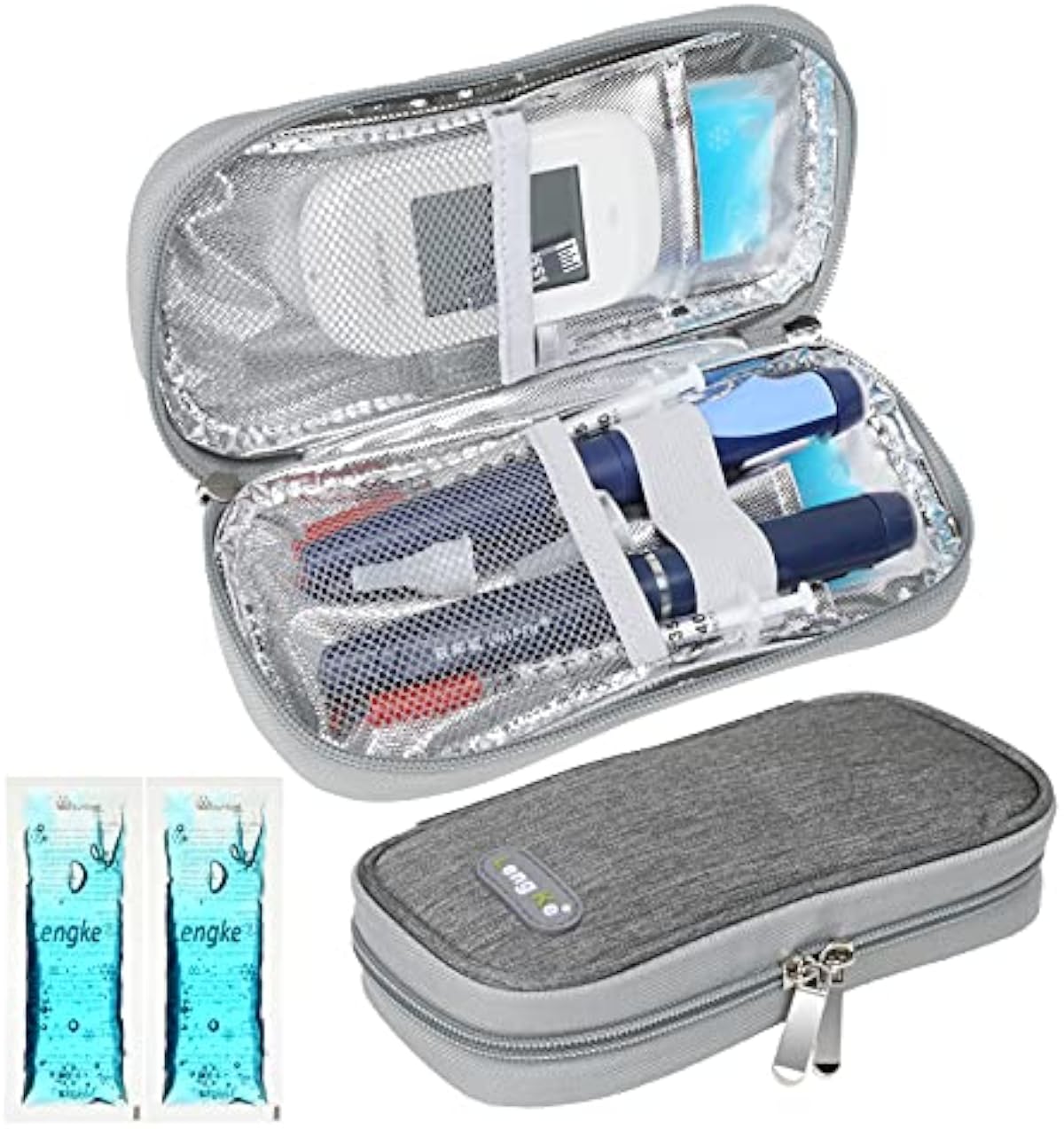 Insulin Cooler Travel Case with 2 Ice Packs - Diabetes Bags Cooler Travel Case for Diabetic Organize Supplies Insulated Cooling Bag by YOUSHARES (Gray)