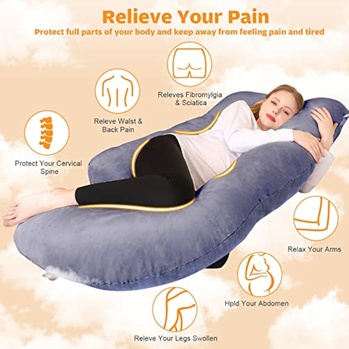 Chilling Home Pregnancy Pillows, U Shaped Full Body Pillow for Pregnancy 55 Inch Maternity Pillow for Pregnant Women, Pregnancy Must Haves Pregnancy Pillows for Sleeping with Removable Cover