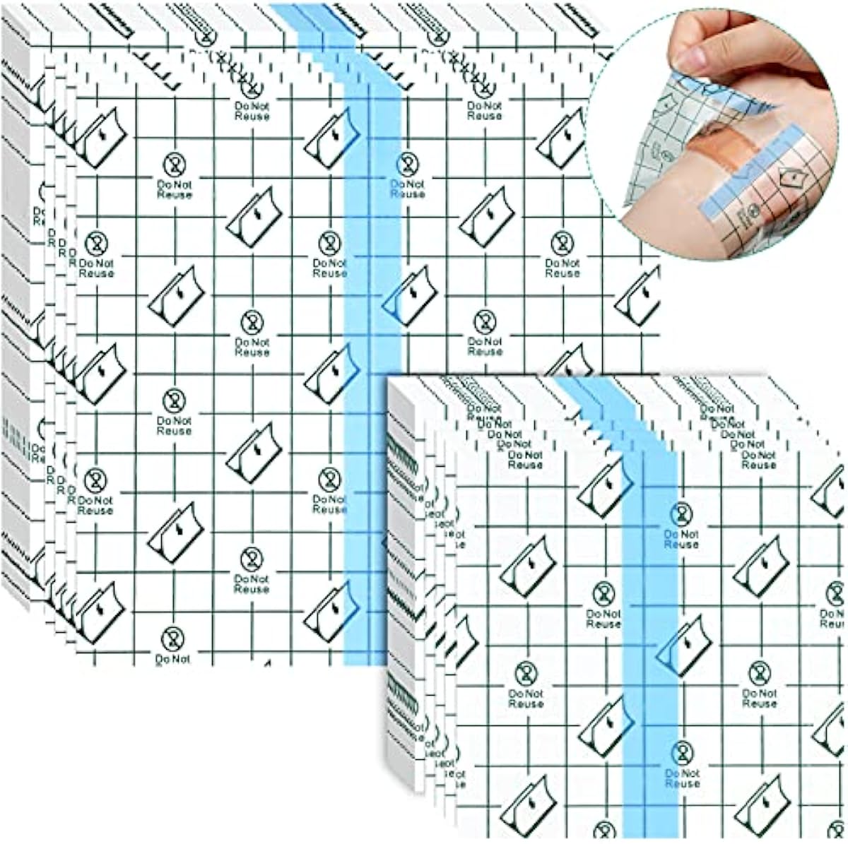 50 Pieces Shower Waterproof Patch Transparent Stretch Adhesive Bandage Waterproof Clear Adhesive Bandages Tattoo Protective Transparent Film Adhesive Bandages for Tattoos (4 x 4 Inch, 6 x 6 Inch)