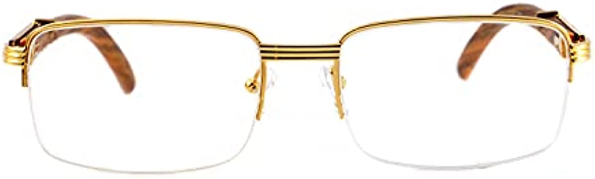 Fabeaulux Classic Reading Glasses - Excl. Elite Professor Design Metal Frame, Wood Grain Arm, Shatterproof Lens. Reader A258