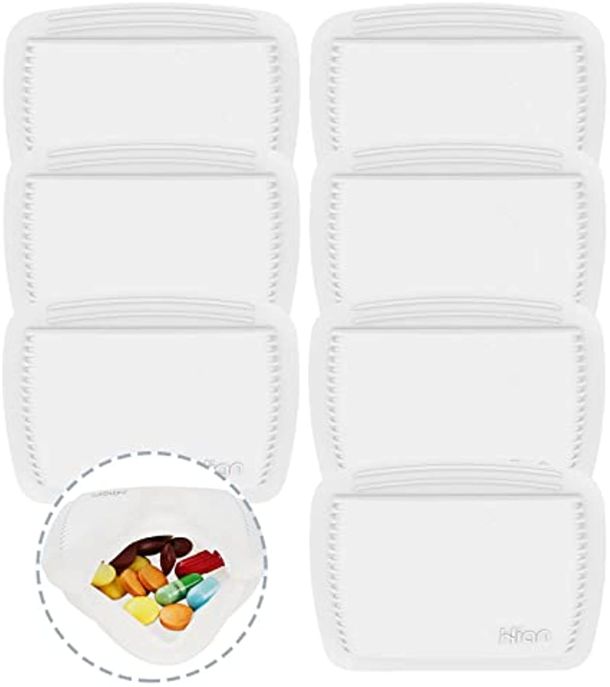 7 Pieces Small Pill Case Reusable Pocket Pill Case Portable Open Pill Pouch Silicone Small Pill Box for Organizing Medication, Pills, Vitamins, and Tablets for Travel (White)