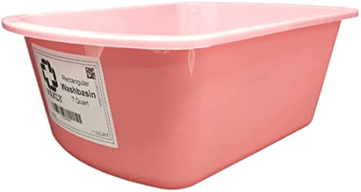 Wash Basins – Rectangular Plastic Hospital Bedside Soaking Tub [1 Pack] Small 7 Quart Graduated Bucket - Portable Washbasin for Washing, Cleaning, Foot Bath, Washing Dishes, Face Cleansing Bowl