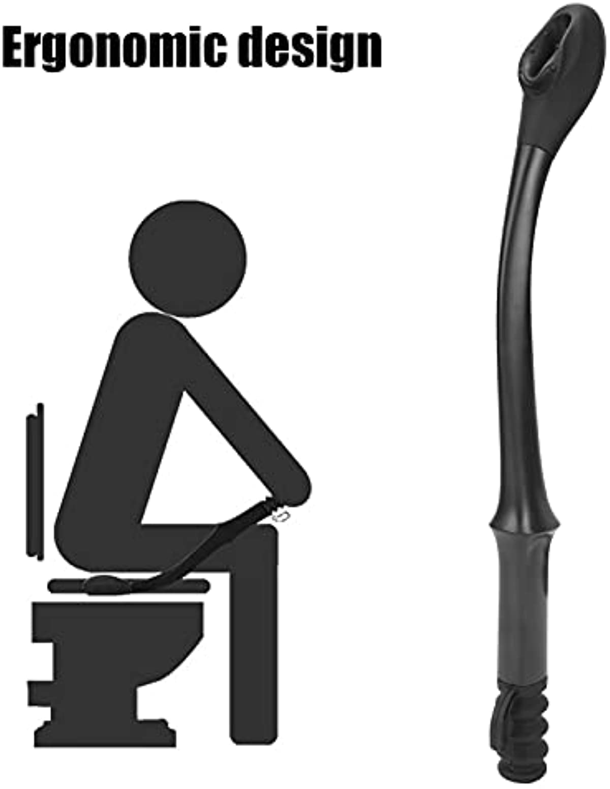 Toilet Aids Tools, 15.7in Long Reach Comfort Wiper Toilet Paper Wiping Aids Long Reach Comfort Self Assist Wiper Wipe Assist Tool for Limited Mobility Elderly Inconvenient People(black)