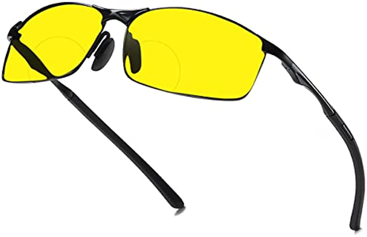 laureles Vintage Mens Night Vision Sports Sunglasses Reader Metal Frame Driving Bifocal Reading Glasses Goggles